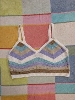 Almost Famous Striped Knit Cropped Cami Top Bralette